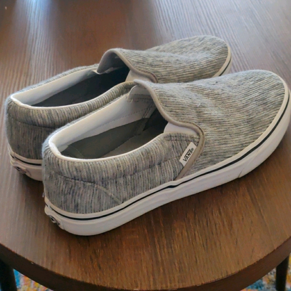 Grey Cordoroy Slip On Vans, excellent condition!